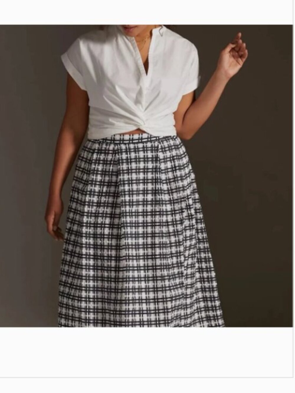 Maeve by Anthropologie navy and White Overlay Skirt Circle Midi Size 6P NWT